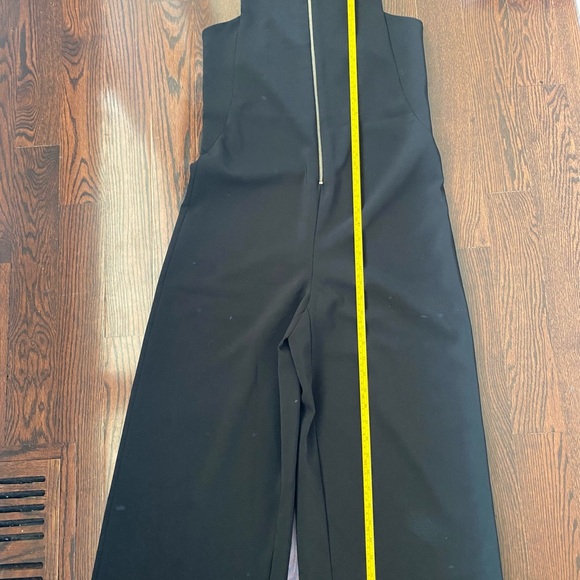 Zara Sz S Black Crepe Jumpsuit Wide Leg Crop Zip Front Sleeveless small - Picture 13 of 13
